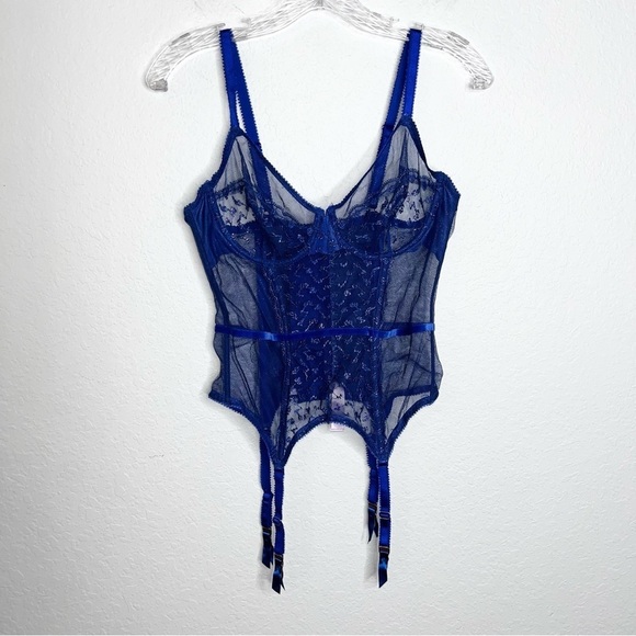 Savage X Fenty Corset Top Bustier Women Large Lace Garter Straps Sheer Leopard - Picture 1 of 9